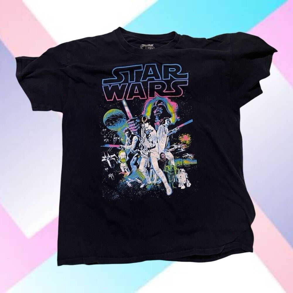 Star Wars New Hope Neon Tee Fifth Sun Lucas Film LTD Size L Preowned Blue